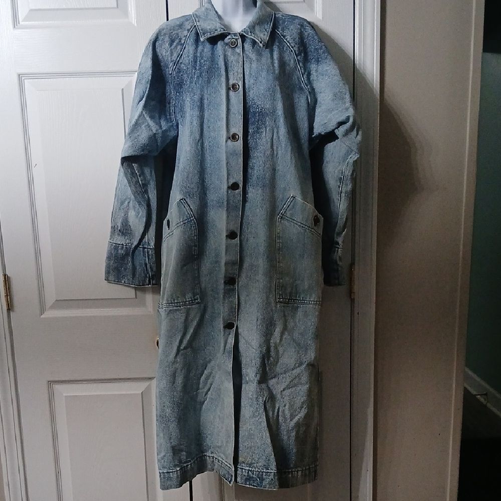 OshKosh Vintage jacket acid washed denim Duster Cowgirl Western trench Sz S